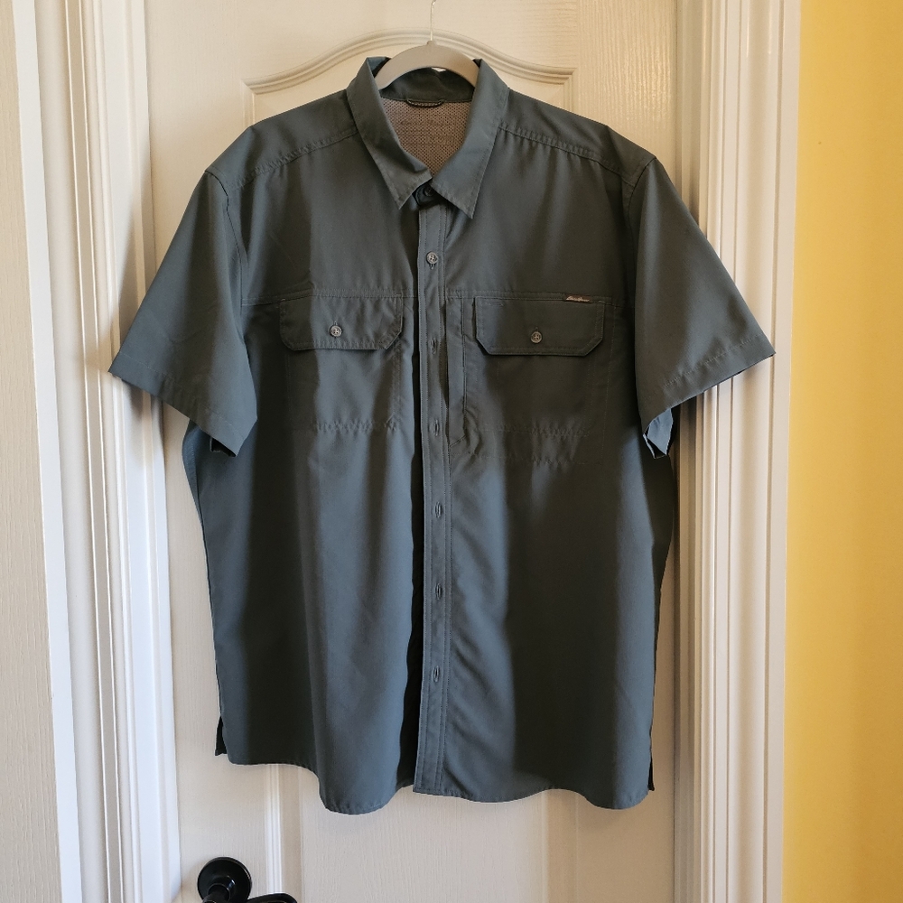 Eddie Bauer Men's Short-Sleeve Utility Shirt - Slate Green